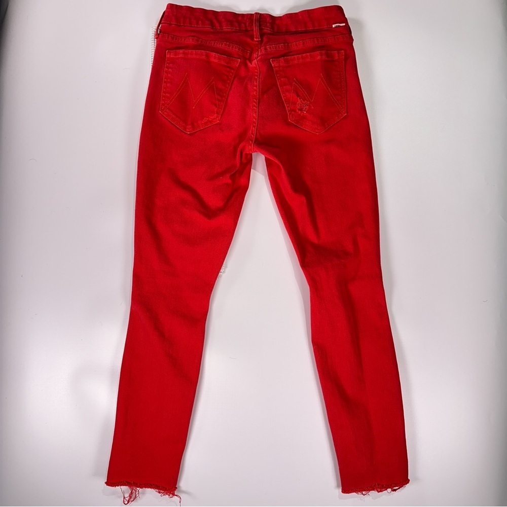 MOTHER Women’s Skinny Jeans Red Firecracker Ankle Size 27 - Picture 8 of 12